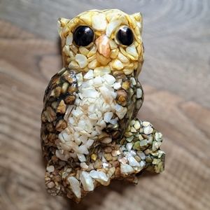 Genuine Mother of Pearl Hand Crafted Owl 7" Decorative Wall Plak NWT